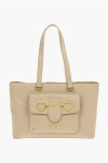 Moschino Love Faux Leather Maxi Front Pocket Tote Bag With Heart Clam