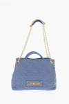 Moschino Love Faux Leather Quilted Hand Bag With Golden Chain