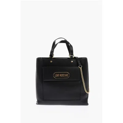 Moschino Love Faux Leather Rectangular Bag With Maxi Patch Women's Pocket