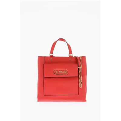 Moschino Love Faux Leather Rectangular Bag With Maxi Patch Women's Pocket