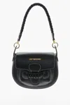 Moschino Love Faux Leather Saddle Bag With Braided Details In Black