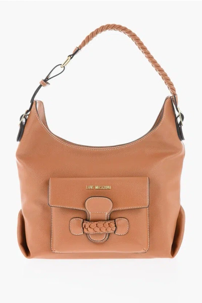 Moschino Love Faux Leather Shoulder Bag With Braided Handle In Animal Print