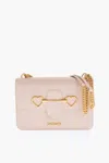 Moschino Love Faux Leather Shoulder Bag With Golden Chain In Beige
