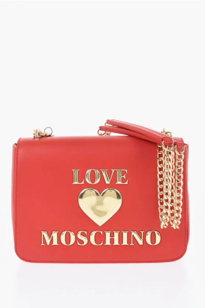 Moschino Love Faux Leather Shoulder Bag With Golden Details