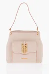 Moschino Love Faux Leather Shoulder Bag With Golden Details In Beige