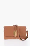 Moschino Love Faux Leather Shoulder Bag With Golden Details In Brown