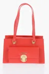 Moschino Love Faux Leather Shoulder Bag With Golden Details In Red