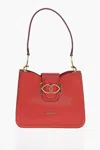 Moschino Love Faux Leather Shoulder Bag With Golden Hearts In Red