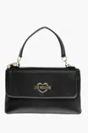 Moschino Love Faux Leather Shoulder Bag With Golden Logo In Black