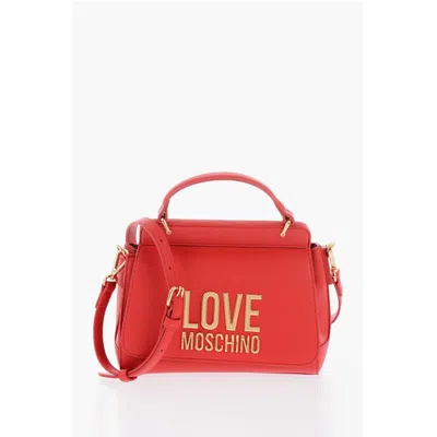 Moschino Love Faux Leather Shoulder Bag With Golden Maxi Women's Logo