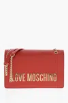 Moschino Love Faux Leather Shoulder Bag With Maxi Golden Logo In Red