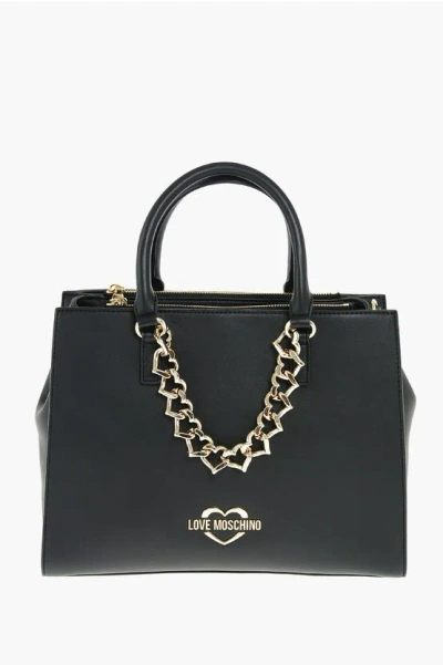 Moschino Love Faux Leather Tote Bag With Removable Shoulder Strap