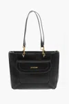 Moschino Love Faux Leather Tote Bag With Visible Stitching In Black