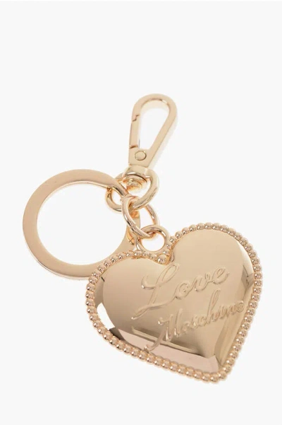 Moschino Love Golden-effect Keyring With Heart-shaped Charm