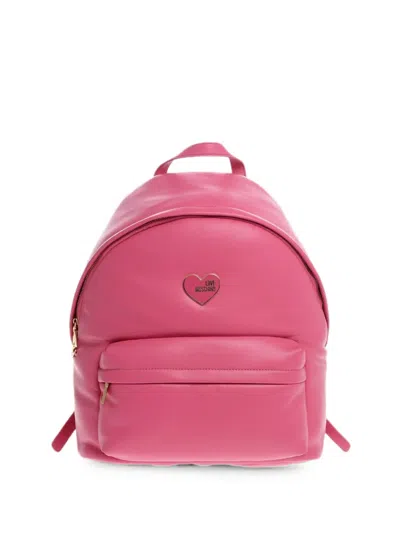 Moschino Love Heart-plaque Backpack In Pink