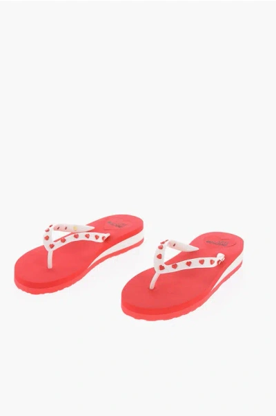 Moschino Love Hearts Embossed Flip-flops In White