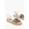 Moschino Love Laminated Leather Ankle Strap Sandals With Rhinestoned