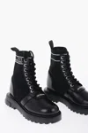 Moschino Love Leather And Fabric Combat Boots With Contrasting Detail In Black