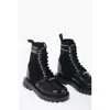 Moschino Love Leather And Fabric Combat Boots With Contrasting Detail In Black