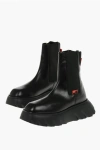 MOSCHINO LOVE LEATHER CLIMB60 CHELSEA BOOTS WITH CHUNKLY SOLE AND CON