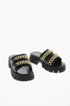 MOSCHINO LOVE LEATHER SANDALS WITH DECORATIVE CHAINS 4.5CM