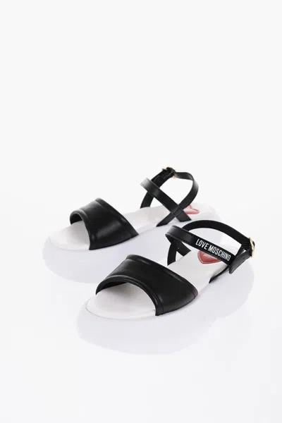 Moschino Love Leather Sandals With Platform 6cm In Black