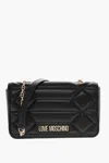 Moschino Love Leather Shoulder Bag With Golden Effect Logo In Black
