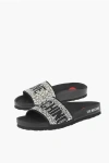 Moschino Love Leather Slides With Rhinestones