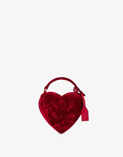 Moschino Love Me Bag In Velvet In Red