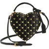 Moschino Love Me Studded Satin Crossbody Bag In Black
