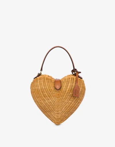 Moschino Love Me Wicker Bag In Sand