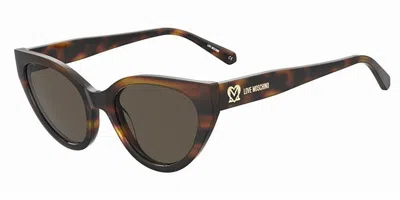 Moschino Love Mol064/s 05l/70 Women's Sunglasses Tortoiseshell Size 53 In Dark Tortoise