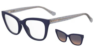 Moschino Love Mol071/cs With Clip-on Pjp/o9 Women's Glasses Blue Size 53 - Free Lenses - Blue Light Block Availabl