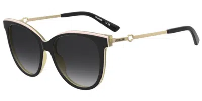 Moschino Love Mol085/s Sdk/9o Women's Sunglasses Black Size 54 In Black On Transparent Light Brown