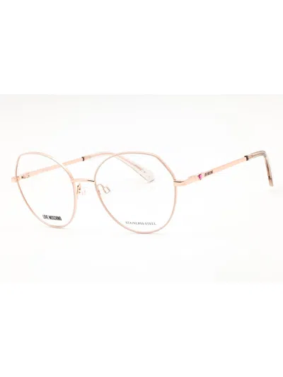 Moschino Love Mol634 Women's Round Metal Eyeglasses In Gold