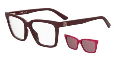 Moschino Love Mol661/c With Clip-on Lhf/u1 Occhiali Da Vista Borgogna Per Donna (solo Montatura) In Burgundy