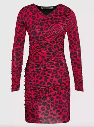 Pre-owned Moschino Love  Chic Leopard Texture Dress In Pink And Black In See Description