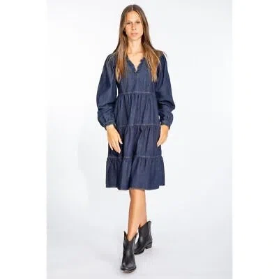 Pre-owned Moschino Love  Elegant Dark Blue Denim Flare Dress