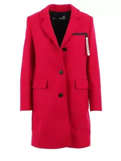 Pre-owned Moschino Love  Elegant Red Wool Blend Coat With Logo Detail