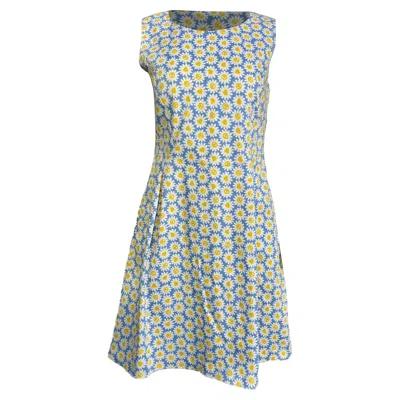 Moschino Love  Floral Print Mini Sleeveless A-line Dress In Multicolor Cotton