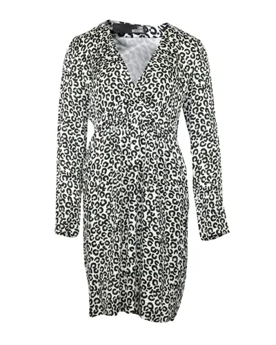 Moschino Love  Leopard Print Dress In Black And White Viscose In Multi