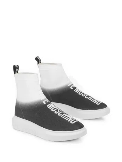 Moschino Love  Logo-embroidered Sneakers In White