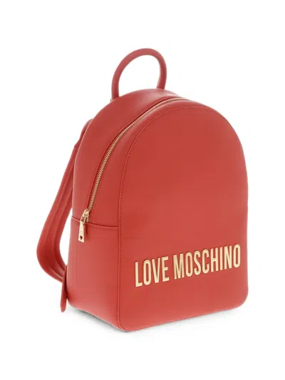 Moschino Love  Logo-lettering Backpack In Red