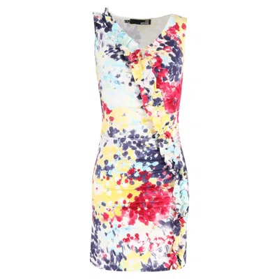 Moschino Love  Mini Printed Ruffle Trim Dress In Multicolor Cotton
