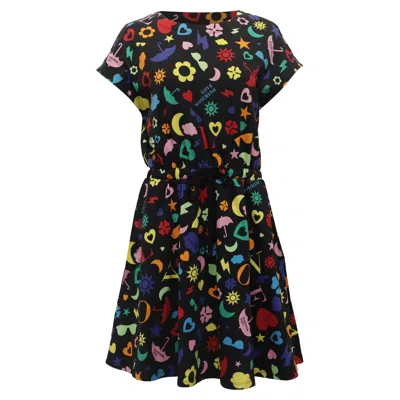 Moschino Love  Printed Mini Flared Dress In Multicolor Cotton