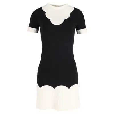 Moschino Love  Scalloped Mini Dress In Black And White Viscose
