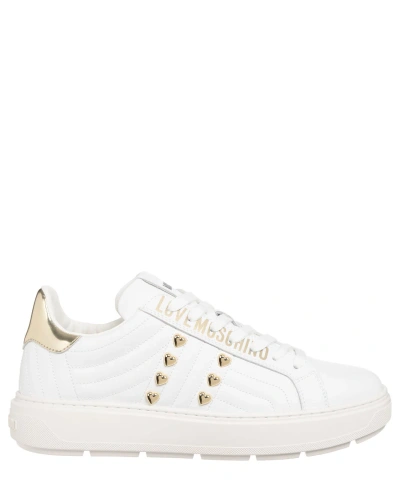 Pre-owned Moschino Love  Sneakers Women Ja15214g1iie210a White Leather Logo Detail Shoes