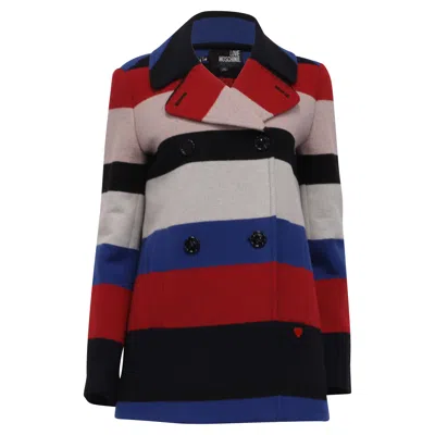 Moschino Love  Striped Peacoat In Multicolor Acrylic