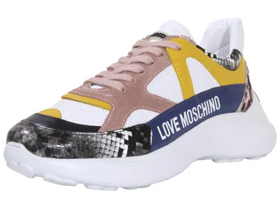 Pre-owned Moschino Love  Women's Faux Fur Lace-up Sneaker Shoes White/multi