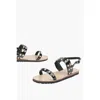 Moschino Love Patent Leather Flat Sandals With Heart Studs